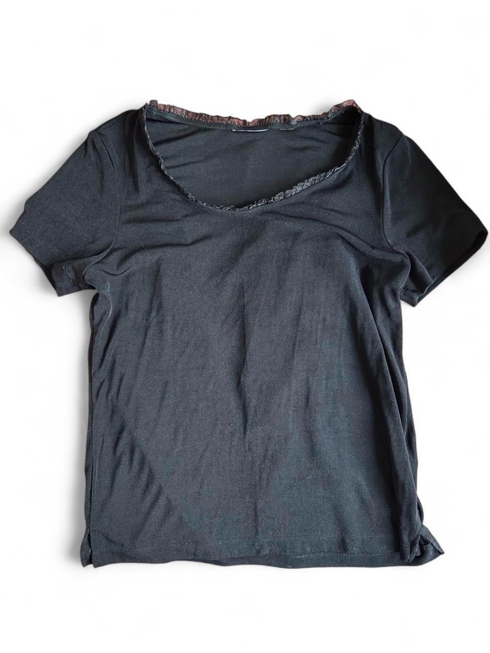 Vintage Black Short-Sleeve Scoop Neck Tee